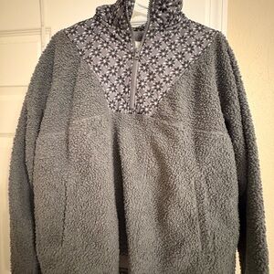 Vera Bradley Gray Fleece Jacket with Patterned Accents